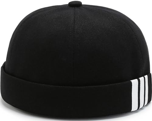 YeeHeen Dome Hut ohne Krempe für Frauen Männer Beanie Docker Mütze Seemann Totenkopfmütze Schwarz3 von YeeHeen