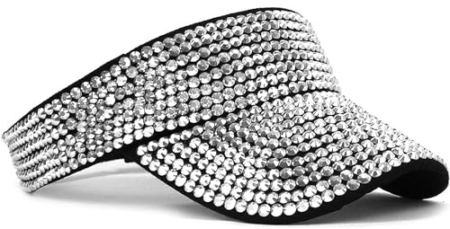 YeeHeen Sun Visor Hat Bling Rhinestones Sport Cap Visor Caps für Frauen Schwarz Silber von YeeHeen