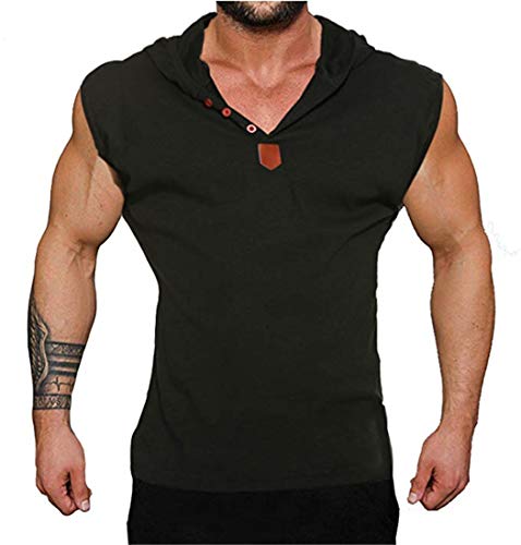 YeeHoo Herren Sport T-Shirt Sweatshirt Hemd Weste Tank Top Bodybuilding Stringer Kapuzenshirt Einfarbig von YeeHoo