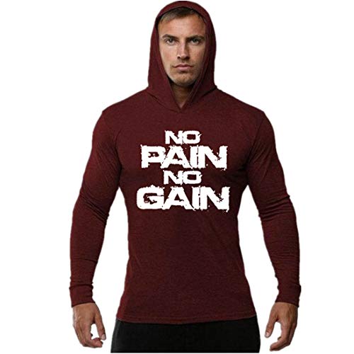 YeeHoo NO Pain NO GAIN Herren Fitness Pullover Kapuzenpullover Hoodie Langarm Sweatshirt von YeeHoo