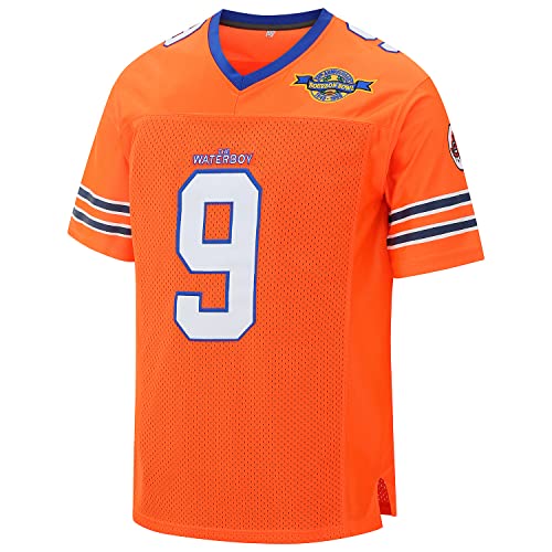 Yeee JPEglN Damen Waterboy Fußball Jersey Genähte # 9 Bobby Boucher 50th Anniversary Movie-Trikots Large Orange von Yeee JPEglN