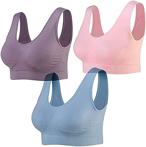 Yeehliny 3er Pack Sport BH Bustier Nahtlos, Seamless Ohne Bügel Bustiers für Damen, Bralette Ohne Bügel, Komfort BH große größen, Damen Bequem BH, Klassische Frauen Bustier von Yeehliny