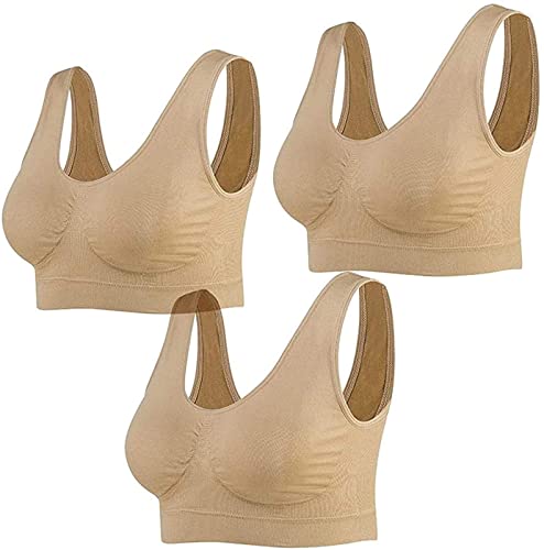 Yeehliny 3er Pack Sport BH Bustier Nahtlos, Seamless Ohne Bügel Bustiers für Damen, Bralette Ohne Bügel, Komfort BH große größen, Damen Bequem BH, Klassische Frauen Bustier von Yeehliny