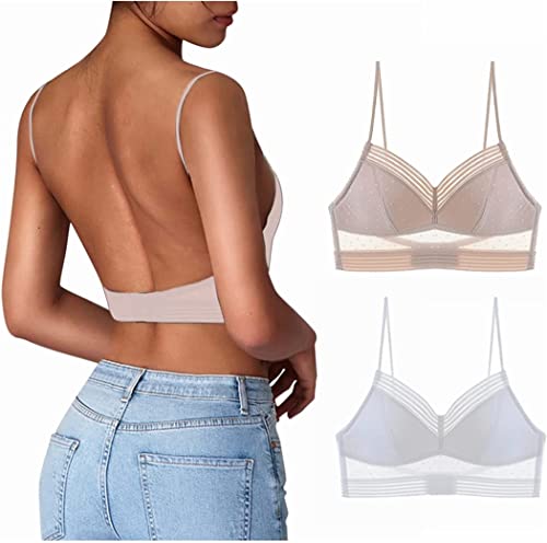 Yeehliny BHS für Rückenfreie Kleider Schöner Backless Bra Eleganter U-förmiger Rücken Comfort Lift-BH mit Niedrigem Rücken Spitze BH Für Yoga/Fitness/Laufen/Bewegung von Yeehliny