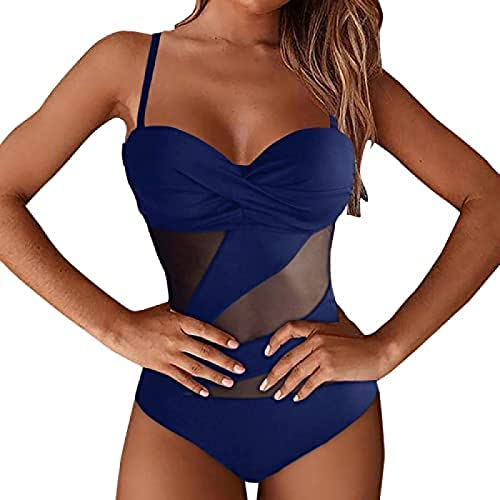 Yeehliny Damen Einteiliger Badeanzug Sexy Push Up Bademode Swimsuit Schwimmanzug Einfarbig Rückenfrei Monokini Strandbikini Strandmode Badebekleidung von Yeehliny