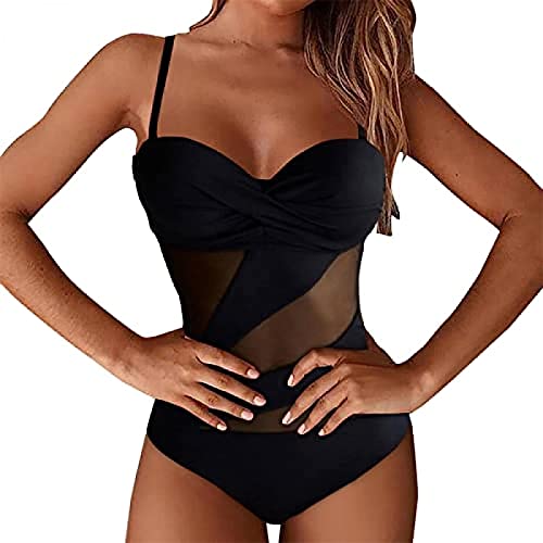 Yeehliny Damen Einteiliger Badeanzug Sexy Push Up Bademode Swimsuit Schwimmanzug Einfarbig Rückenfrei Monokini Strandbikini Strandmode Badebekleidung von Yeehliny