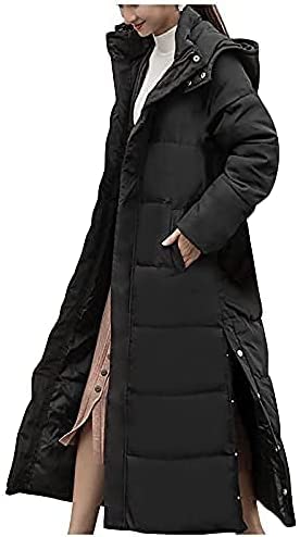 Yeehliny Damen Mantel Warme Winterjacke Wintermantel Lange Daunenjacke Daunenmantel Steppmantel Winddicht Jacke Elegant Steppjacke Übergangsjacke Trenchcoat Übergröße von Yeehliny