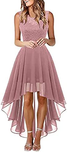 Yeehliny Damen Spitzenkleid Elegant Cocktailkleid Ärmellos Abendkleid Hochzeitskleid Brautjungfer Kleid Festlich Kleid Ballkleid Knielang Partykleid Unregelmässiges Brautjungfernkleider von Yeehliny