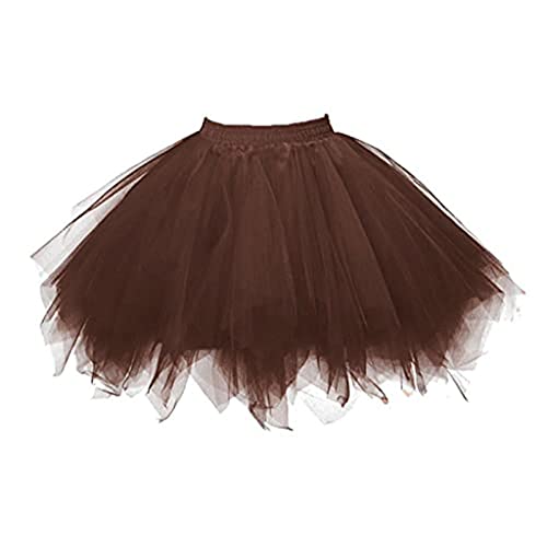 Yeehliny Damen Tüllrock Rockabilly Petticoat Tutu Unterrock Karneval Kostüm Kurz Ballet Tulle Ballkleid Fasching Underskirt Tanzkleid Rock Party Minirock Tüllrock Festliche Kostüm (D) von Yeehliny