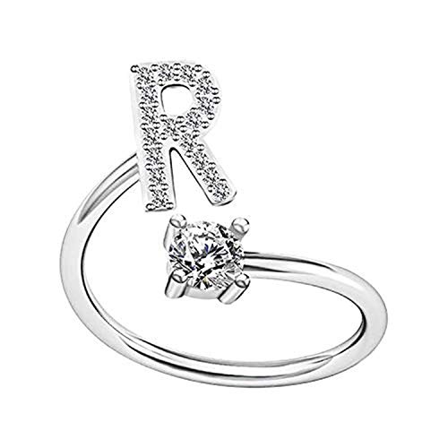 Yeehliny Frauen Ringe Vintage Offener Verstellbarer Ring Initiale Alphabet A-Z Ringe Schmuck Damenringe Damenmode Alphabet Ring Paar Ring Offener Finger Ring Geschenk Damen Schmuck (R) von Yeehliny