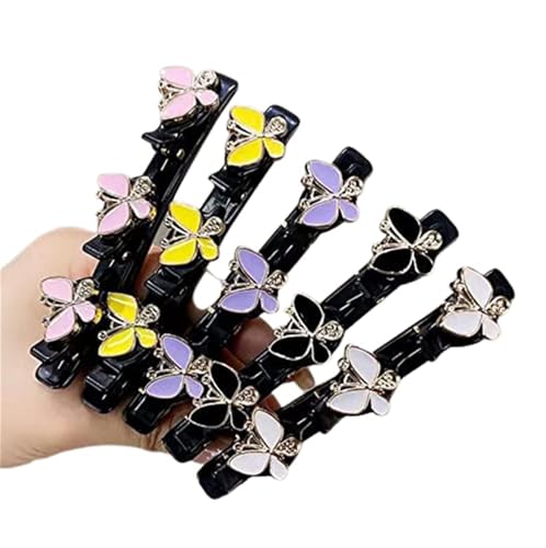Yeehliny Haarspange mit Kristallblume, Strass Haarspange, Geflochtene Haarspangen, Strasssteine Haarspange für Damen,Modische Doppelknall Haarklemmen Haarclips,Haarclips Haarschmuck (5PCS/01#) von Yeehliny