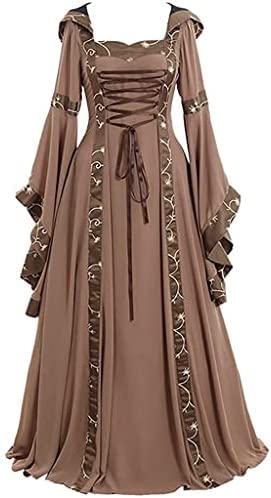 Yeehliny Mittelalter Kleidung Damen Renaissance Kleid Mittelalterkleid Viktorianisch Steampunk Halloween Cosplay Kostüm Fasching Karneval Mittelalter Kleid Gothic Retro Kleid von Yeehliny