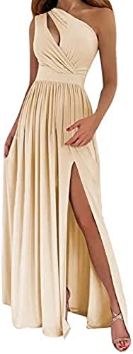 Yeehliny Sommerkleid Damen Elegant Lang Kleid Mit Schlitz Hohe Taille Cocktailkleid Einfarbig Hochzeit Brautjungfernkleid Maxikleider Partykleid Ballkleid Festkleid von Yeehliny