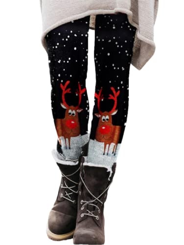 Yeehliny Strumpfhose Damen Winter Weihnachten Muster Thermo Leggings Weihnachtsleggins Thermoleggings Winterleggins Winterhose Freizeithosen von Yeehliny