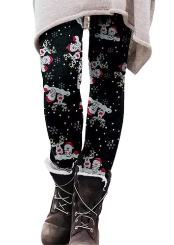 Yeehliny Strumpfhose Damen Winter Weihnachten Muster Thermo Leggings Weihnachtsleggins Thermoleggings Winterleggins Winterhose Freizeithosen von Yeehliny