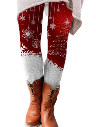 Yeehliny Strumpfhose Damen Winter Weihnachten Muster Thermo Leggings Weihnachtsleggins Thermoleggings Winterleggins Winterhose Freizeithosen von Yeehliny