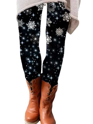 Yeehliny Strumpfhose Damen Winter Weihnachten Muster Thermo Leggings Weihnachtsleggins Thermoleggings Winterleggins Winterhose Freizeithosen von Yeehliny