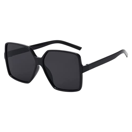 Yeehliny Vintage Sonnenbrille groß Retro übergroße Quadratische Sonnenbrille für Damen Herren Schwarz Brille Rechteckige Sonnenbrillen Sunglasses Polarisierte Sonnenbrille Modebrille (Schwarz) von Yeehliny