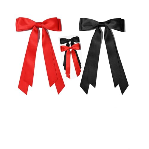 Haarschleife,2 PCS Haar Schleife Damen Haarschleifen Schwarze Rot Haarspange mit Schleife Haarspangen Großen Französisch Klammer und Bändern Haarschmuck für Frauen Hochzeit Haarreifen Weihnachten von Yeenano