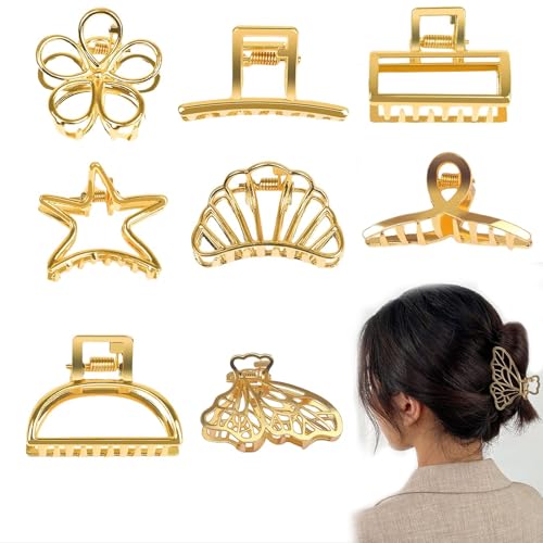 Yeenano Gold Kleine Haarklammern,8 PCS Metall Haaraccessoires Vielseitige Gold Hair Clips Haarspange Klein Haarklammer Klein für Den Täglichen Gebrauch Mini Haarspangen Frauen Dickes Dünnes Haar von Yeenano