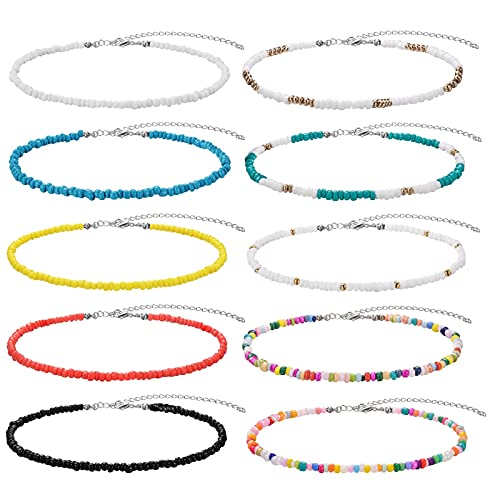 Choker-Halskette mit Perlen, Choker mit winzigen Perlen, verstellbare Strand-Halskette, bunte Choker-Halskette im Boho-Hawaii-Stil, Schmuck für Damen und Mädchen, Weiche Keramik, Choker-Halskette mit Perlen, Choker mit winzigen Perlen, verstellbare Strand-Halskette, bunte Choker-Halskette im Boho-Hawaii-Stil, Schmuck für Damen und Mädchen, Weiche Keramik, von Yeenee