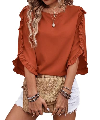 Yeenily Bluse Damen 3/4 Langarm Tunika Elegant Rüschen Langarmshirt Rundhal Mode Hemd Oberteile Freizeit Tshirt Tops Yeenily Bluse Damen 3/4 Langarm Tunika Elegant Rüschen Langarmshirt Rundhal Mode Hemd Oberteile Freizeit Tshirt Tops von Yeenily