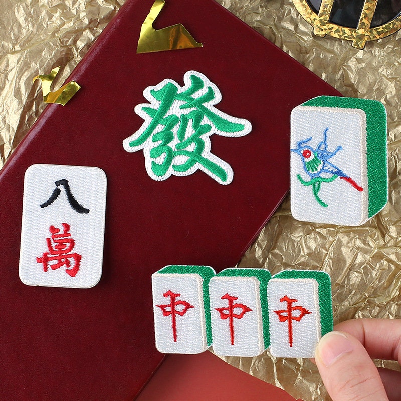 Chinesisch Mahjong Gestickte Patches Aufkleber Selbstklebende Applikation Schuhe Rucksack Dekorieren Kleidung Accessoire von Yeestore