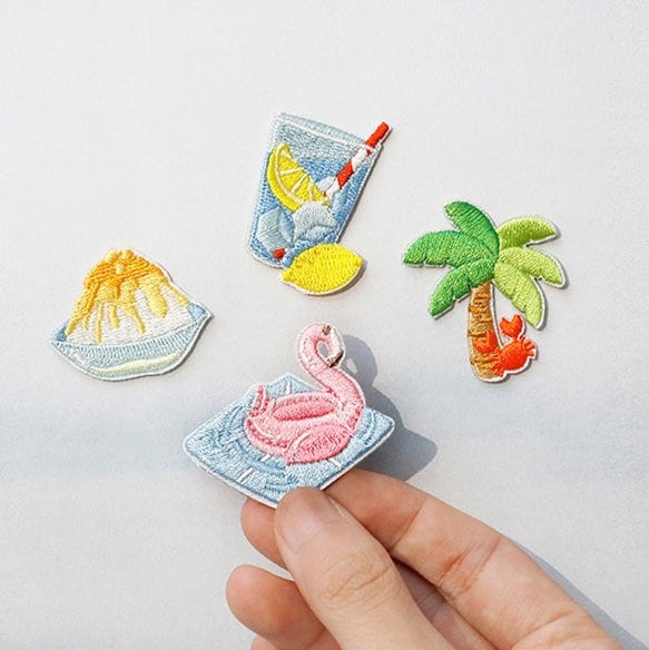 Coole Sommer Bestickte Aufnäher Wasser Eis Kokosnuss Strand Shorts Getränke Selbstklebend Applikation Schuhe Rucksack Dekorieren von Yeestore