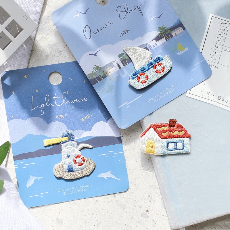Leuchtturm Hirsch Schiff Hütte Bestickte Aufnäher Selbstklebend Applikation Schuhe Rucksack Dekorieren Kleidung Accessoire Leuchtturm Hirsch Schiff Hütte Bestickte Aufnäher Selbstklebend Applikation Schuhe Rucksack Dekorieren Kleidung Accessoire von Yeestore