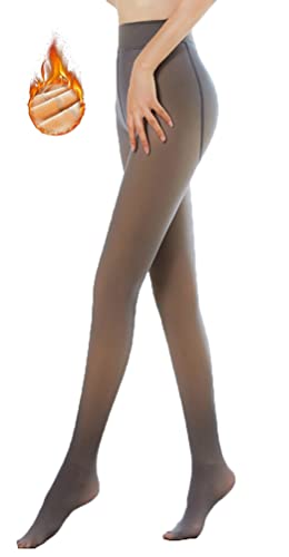 Yeeteepot Damen Strumpfhosen Warm Fleece Pantyhose Perfekt Beine Abnehmen Plüschstrümpfe Gefälschte Durchscheinend Pantyhose Thermo Verdickte Leggings (Schwarz-220g) von Yeeteepot