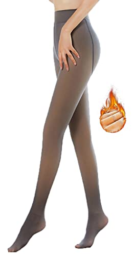 Yeeteepot Damen Strumpfhosen Warm Fleece Pantyhose Perfekt Beine Abnehmen Plüschstrümpfe Gefälschte Durchscheinend Pantyhose Thermo Verdickte Leggings (Schwarz-320g) von Yeeteepot
