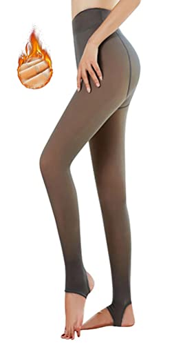 Yeeteepot Damen Strumpfhosen Warm Fleece Pantyhose Perfekt Beine Abnehmen Plüschstrümpfe Gefälschte Durchscheinend Pantyhose Thermo Verdickte Leggings (Schwarz-B-220g) von Yeeteepot