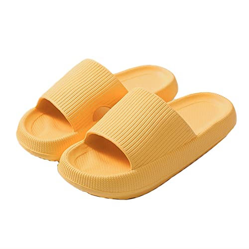 Yeeteepot Herren Damen Badeschlappen Cozislides Dusch Badeschuhe Bequeme Home Slippers Wolke Hausschuhe Badelatschen Sommer Rutschfeste Pantoffeln, Gelb 34/35 EU von Yeeteepot