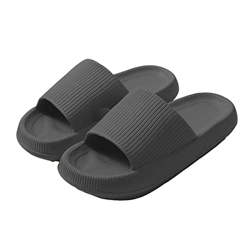 Yeeteepot Herren Damen Badeschlappen Cozislides Dusch Badeschuhe Bequeme Home Slippers Wolke Hausschuhe Badelatschen Sommer Rutschfeste Pantoffeln, Schwarz 34/35 EU von Yeeteepot