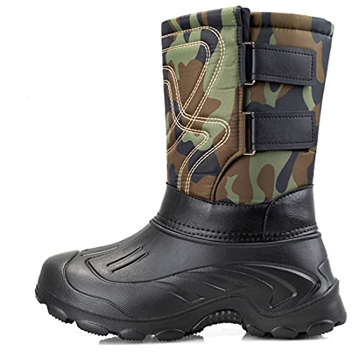 Yeeteepot Herren Schneestiefel Warm Gefütterte Winterstiefel Outdoor Wasserfest Kampfstiefel Rutschfester Jagdstiefel Komfortabel Angelstiefel 42 EU = Etikett 43 von Yeeteepot