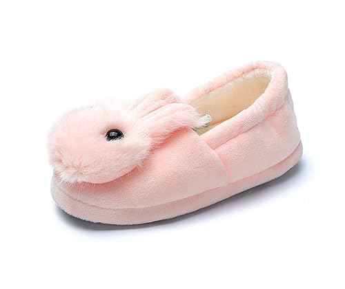 Yeeteepot Jungen Mädchen Plüsch Hausschuhe rutschfest Gummisohle Schuhe Kleinkind Winter Wärme Pantoffeln Indoor Leicht Weiche Hausschuhe Pink, EU 20-22 - Etikett 13/14 von Yeeteepot