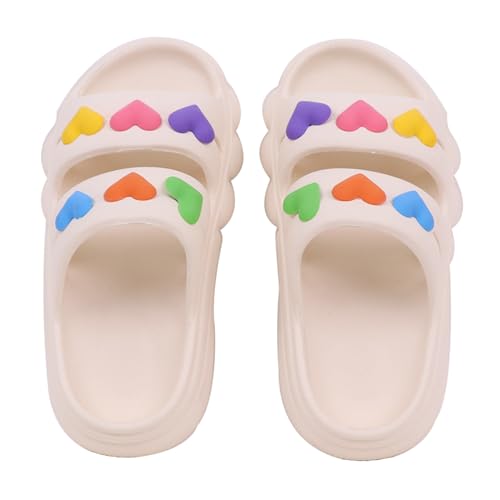 Yeeteepot Kinder Badelatschen Sommer Hausschuhe Mädchen Damen Weiche Badeschlappen Cozy Slides Schlappen Pantoletten Rutschfeste Strand Sandalen Weiß 26/27 EU von Yeeteepot