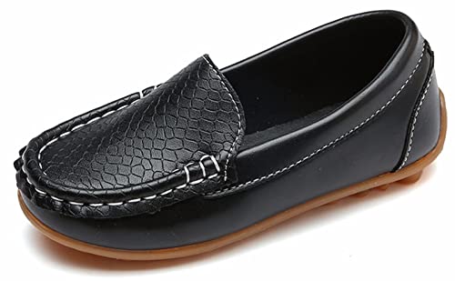 Yeeteepot Kinder Mokassins Bootsschuhe Mädchen Flache Halbschuhe Jungen Weich Loafers rutschfest Oxfords Slippers Bequem Lauflernschuhe, Schwarz 36 EU von Yeeteepot