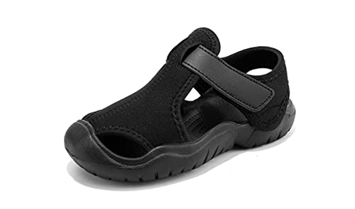 Yeeteepot Kinder Sandalen Jungen Mädchen Strandschuhe Sommer Geschlossene Outdoorsandalen Rutschfest Trekkingsandalen Atmungsaktiv Wandersandalen Schwarz 31 EU = 32 CN von Yeeteepot