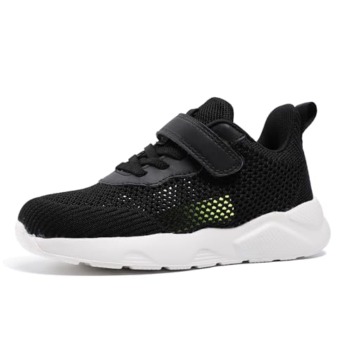 Yeeteepot Kinder Turnschuhe Jungen Mädchen Sportschuhe Atmungsaktiv Laufschuhe Leichte Hallenschuhe rutschfest Sneaker Freizeit Tennisschuhe Fitnessschuhe Einzelne Mesh Schwarz 38 EU von Yeeteepot
