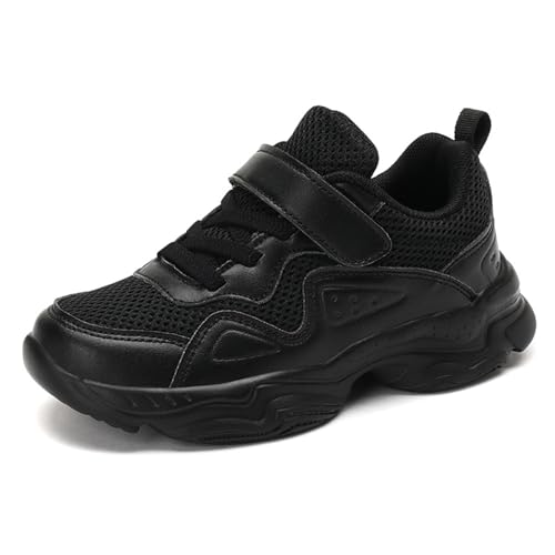 Yeeteepot Kinder Turnschuhe Jungen Mädchen Sportschuhe Laufschuhe Atmungsaktiv Hallenschuhe Klettverschluss Tennisschuhe Freizeit Sneaker, Mesh Schwarz 25 EU = 26 CN von Yeeteepot