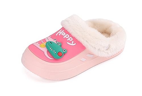 Yeeteepot Kinder Winter Clogs Mädchen Jungen Plüsch Pantoletten Pantoffeln Warme Gefüttert Hausschuhe Weich rutschfeste Gartenschuhe Cartoon Slippers Rosa 30/31 EU = Etikett 17/18 von Yeeteepot