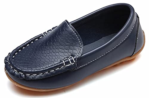 Yeeteepot Kinder Mokassins Bootsschuhe Mädchen Flache Halbschuhe Jungen Weich Loafers rutschfest Oxfords Slippers Bequem Lauflernschuhe, Dunkelblau 36 EU von Yeeteepot