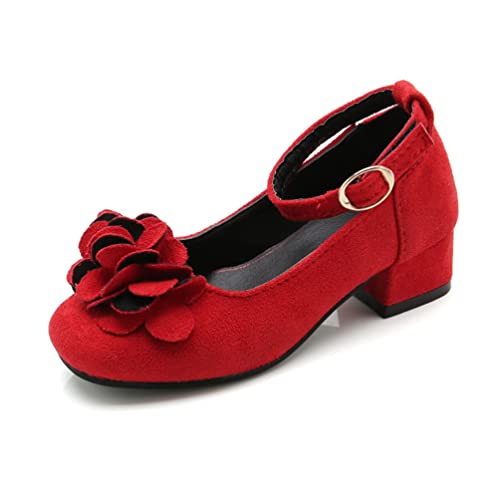 Yeeteepot Mädchen Prinzessin Schuhe Elegante Absatz Sandalen Festliche Schuhe mit Blume Geschlossene Einzelne Schuhe EU 33 = Etikett 34 von Yeeteepot