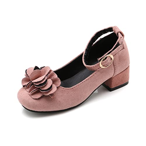 Yeeteepot Mädchen Prinzessin Schuhe Elegante Absatz Sandalen Festliche Schuhe mit Blume Geschlossene Einzelne Schuhe EU 34 = Etikett 35 von Yeeteepot