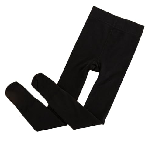 Yeeteepot Mädchen Warm Strumpfhose Winter Gefüttert Leggings Kinder Einfarbig Strumpfhosen Weiche Leggings Thermo Verdicken Hose Strümpfe A-Schwarz Regular M von Yeeteepot