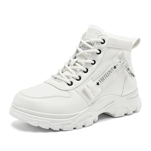Yeeteepot Winterschuhe Damen Warm Gefütterte Winterstiefel Winter Freizeitstiefel Rutschfeste Stiefeletten Kurzschaft Stiefel Outdoor Schneestiefel Weiß 39 EU = 40 CN von Yeeteepot