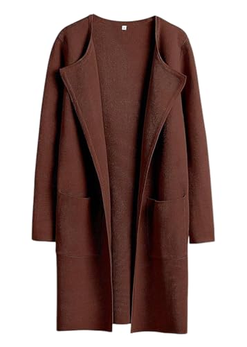 Yegirlzs Damen Mantel Lang Wintermantel Parka Warm Business Trenchcoat Winter Jacke Mantel Wollmantel Revers Windjacke Cardigans Overcoat Damenmantel C Braun L von Yegirlzs