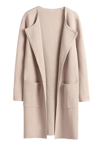 Yegirlzs Damen Mantel Lang Wintermantel Parka Warm Business Trenchcoat Winter Jacke Mantel Wollmantel Revers Windjacke Cardigans Overcoat Damenmantel C Rosa L von Yegirlzs