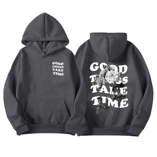 Yegirlzs Herren Kapuzenpullover Vintage Hoodie Männer mit Backprint Sweatshirt mit Kapuze Langarm Kapuzenpulli Vintage Oversize Streetwear Frühling Herbst Winter A Dunkelgrau M von Yegirlzs